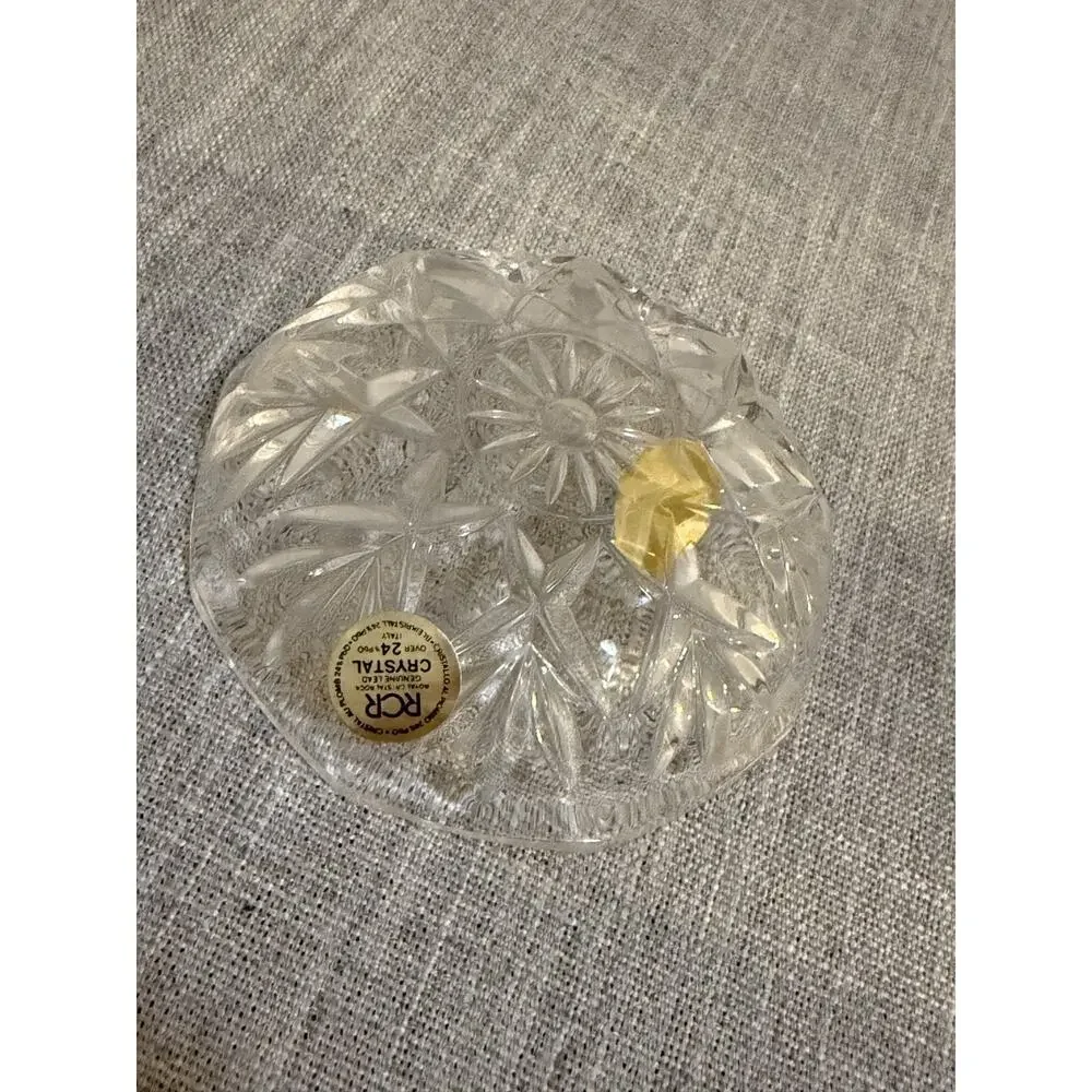 💎 RCR Italy Lead Crystal Covered Dish Candy Trinket Bowl Gold Floral Lid 4